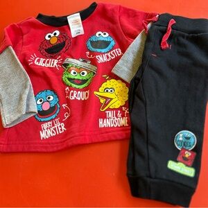 Sesame Street Baby Outfit Set | 2-Piece Long Sleeve Shirt & Pants | Size 3-6M